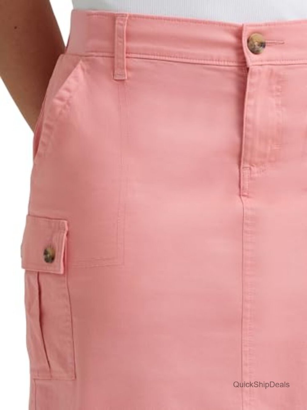 Women's Cargo Skort with Built-in Shorts, Cotton Spandex, Regular Fit, Zip - Picture 3 of 6